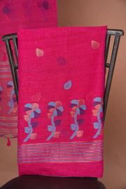 Effortless Essence Hot Pink Muga Silk Unstitched Suit Set